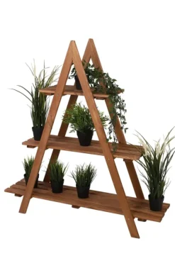 Træblomsterstativ 107x101x26 cm - RP/ 3-niveau/ Brun