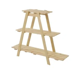 Træblomsterstativ 79x101x26 cm - RP/ 3-niveau/ Naturlig