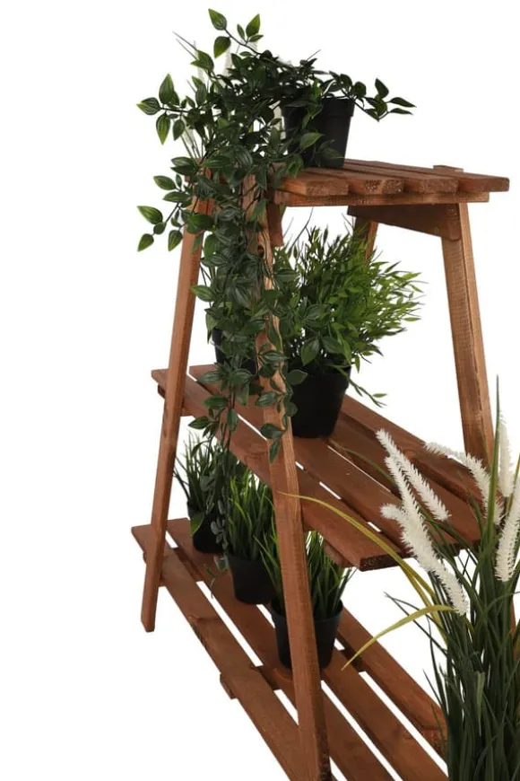Træblomsterstativ 79x101x26 cm - RP/ 3-niveau/ Brun
