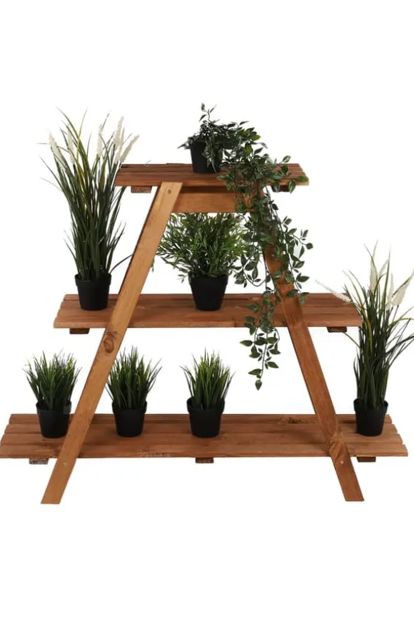 Træblomsterstativ 79x101x26 cm - RP/ 3-niveau/ Brun