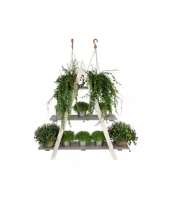 Træblomsterstativ 107x101x26 cm - RP/ 3-niveau/ Hvid-Grå
