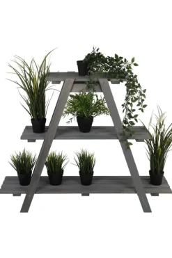 Træblomsterstativ 79x101x26 cm - RP/ 3-niveau/ Grå