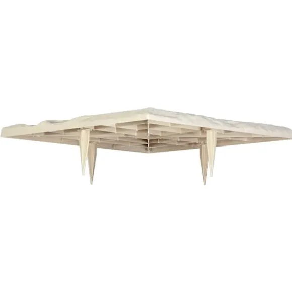Trædesten til have - Plastikfliser til gangsti - Sæt med 8 - 39,5 x 39,5 cm - Med jordspyd - Vejrbestandige - Til græsplæne/terrasse - Beige
