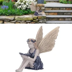 Trädgård Solros Fairy Statue Mytisk Fairy Staty Vacker ängelskulptur dekorativ figur