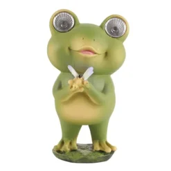 Trädgård uteplats staket Solar Lights Skrämma Frog Resin dekorativa ornament
