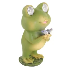 Trädgård uteplats staket Solar Lights Skrämma Frog Resin dekorativa ornament