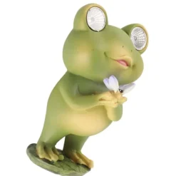 Trädgård uteplats staket Solar Lights Skrämma Frog Resin dekorativa ornament