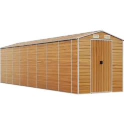 Trädgårdsskjul i galvaniserat stål - Robust utomhusförvaring | Färg: Ljusbrun | Storlek: 191x725x198 cm