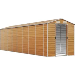 Trädgårdsskjul i galvaniserat stål - Robust utomhusförvaring | Färg: Ljusbrun | Storlek: 191x725x198 cm