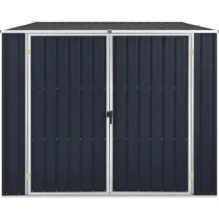 Trädgårdsskjul i galvaniserat stål - Förvaring av verktyg och redskap | Färg: Antracit | Storlek: 195x198x159 cm