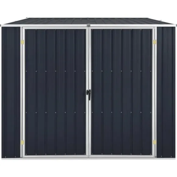 Trädgårdsskjul i galvaniserat stål - Förvaring av verktyg och redskap | Färg: Antracit | Storlek: 195x198x159 cm