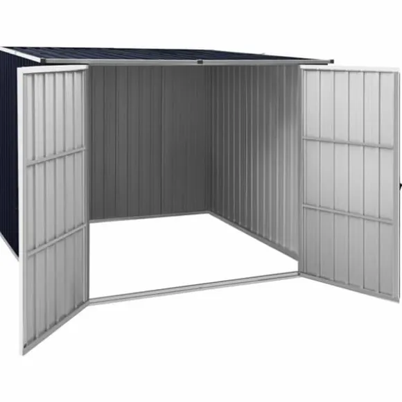 Trädgårdsskjul i galvaniserat stål - Förvaring av verktyg och redskap | Färg: Antracit | Storlek: 195x198x159 cm