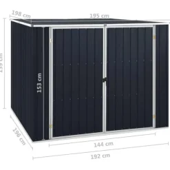 Trädgårdsskjul i galvaniserat stål - Förvaring av verktyg och redskap | Färg: Antracit | Storlek: 195x198x159 cm