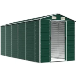 Trädgårdsskjut i galvaniserat stål - Robust förvaringslösning | Färg: Grön | Storlek: 191x470x198 cm
