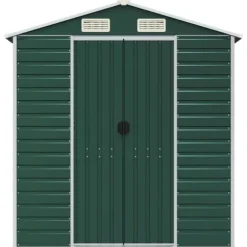 Trädgårdsskjut i galvaniserat stål - Robust förvaringslösning | Färg: Grön | Storlek: 191x470x198 cm