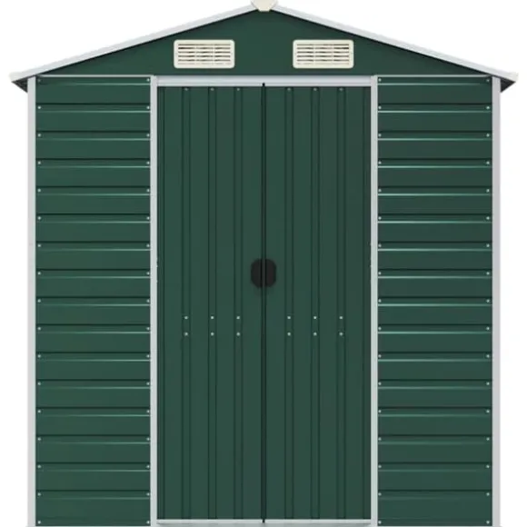 Trädgårdsskjut i galvaniserat stål - Robust förvaringslösning | Färg: Grön | Storlek: 191x470x198 cm