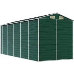 Trädgårdsskjut i galvaniserat stål - Robust förvaringslösning | Färg: Grön | Storlek: 191x470x198 cm