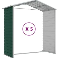 Trädgårdsskjut i galvaniserat stål - Robust förvaringslösning | Färg: Grön | Storlek: 191x470x198 cm