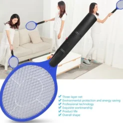Trådløs Batteridrevet Elektrisk Fly Myggesmækker Bug Zapper Racket Insektdræber Blå