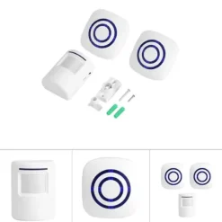 Trådløs infrarød sensor Bevægelsesdetektor Indgangsdørklokke Alarm 1 Sender & 2 Modtager EU