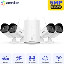 Trådløse sikkerhedskameraer, 5MP opløsning, nattevisionsfunktioner,5MP 4Stk Kamera