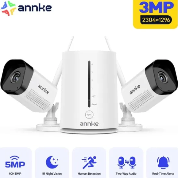 Trådløse sikkerhedskameraer, 3MP opløsning, nattevisionsmuligheder, 3MP 2 stk. kamera
