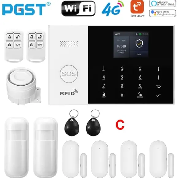 Trådløst Alarm System, Smart Home Kompatibilitet, Multifunktionelle Advarsler,EU stik, 4G-C