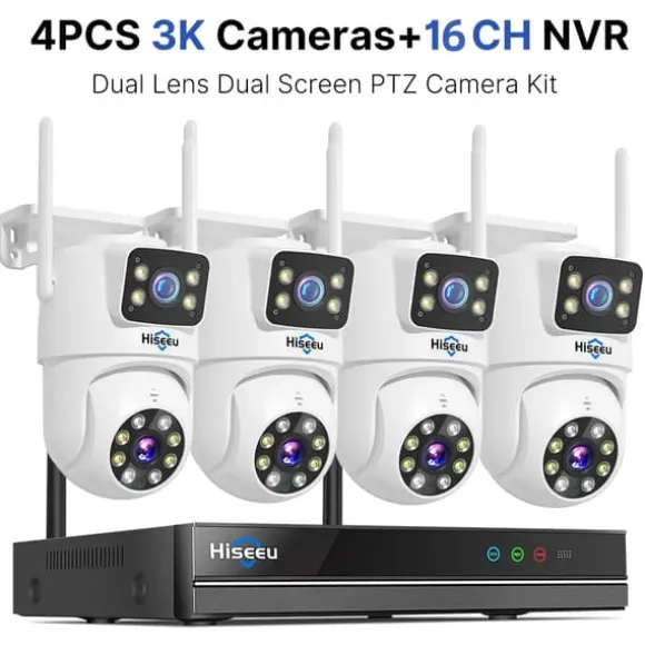 Trådløst CCTV-overvågningskit, 16CH NVR, 6MP HD-opløsning,Ingen, 16CH NVR 4 Kameraer