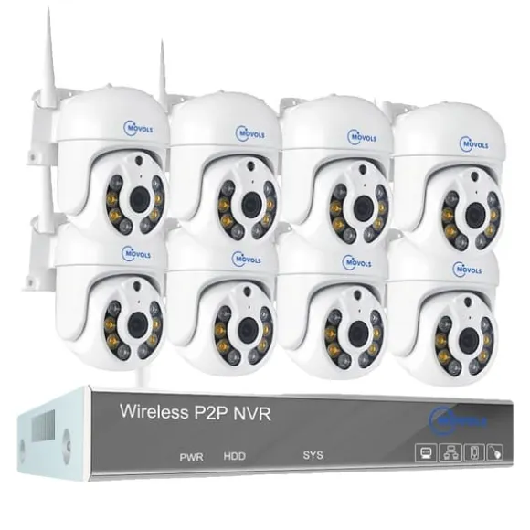 Trådløst CCTV-system, AI-detektion, To-vejs lyd,1T, 10CH 3MP Med 8 PTZ-a