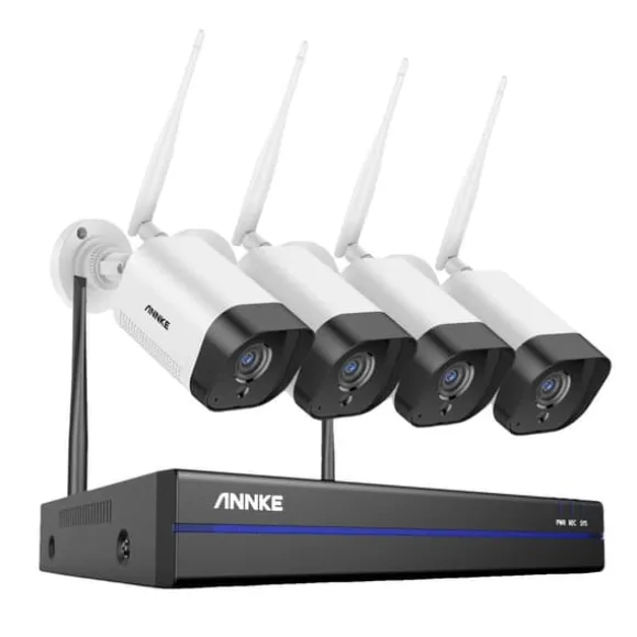 Trådløst CCTV-system, 5MP opløsning, tovejs lyd, 8CH NVR 4 stk kamera, 2T