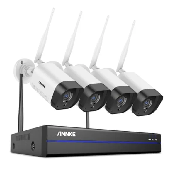 Trådløst CCTV-system, 5MP opløsning, tovejs lyd, 8CH NVR 4 stk kamera, 2T