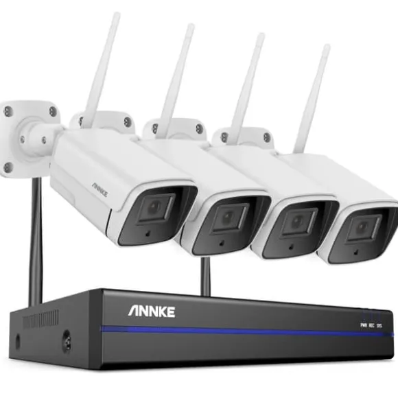 Trådløst CCTV-system, 5MP opløsning, tovejs lyd, 8CH NVR 4 stk kamera, 2T