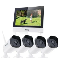 Trådløst CCTV-system, 7-tommer berøringsskærm, tovejskommunikation,3MP 4PCS Kamera