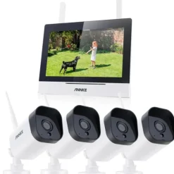 Trådløst CCTV-system, 7-tommer berøringsskærm, tovejskommunikation,3MP 4PCS Kamera