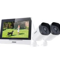 Trådløst CCTV-system, 7-tommer berøringsskærm, tovejskommunikation,3MP 2PCS Kamera 64G