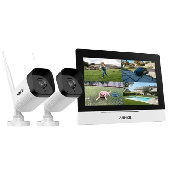 Trådløst CCTV-system, 7-tommer berøringsskærm, tovejskommunikation,5MP 2PCS Kamera