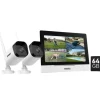 Trådløst CCTV-system, 7-tommer berøringsskærm, tovejskommunikation,5MP 2PCS Kamera 64G