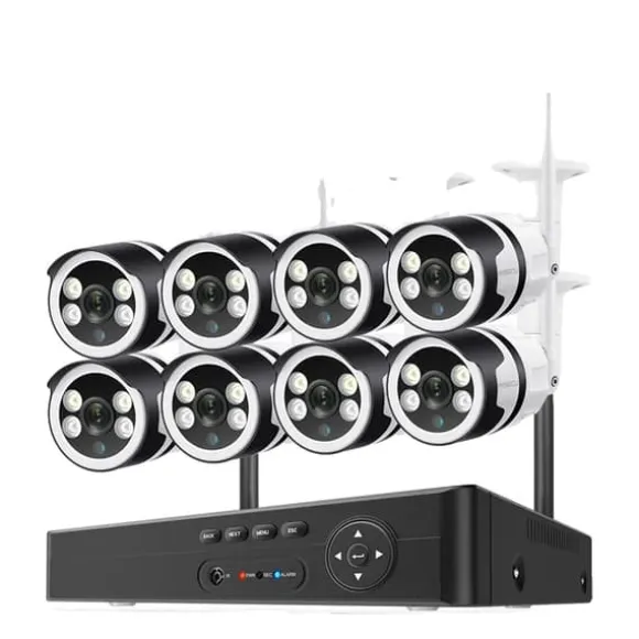 Trådløst CCTV-system, To-vejs lyd, Vandtæt, 1T, 8CH NVR 8 stk Cam 3MP