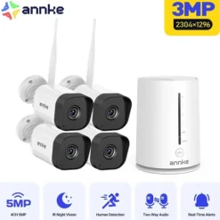 Trådløst Sikkerhedskamera, 5MP Opløsning, Nattesynsfunktion,I71GK 4Pcs Kamera