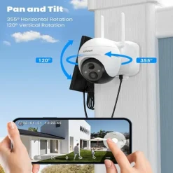 Trådløst sikkerhedskamera, 2MP, 130° synsvinkel, 360° bevægelsesområde, nattevisionsområde 15m, solcelledrevet