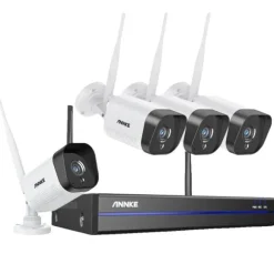 Trådløst Sikkerhedskamerasystem, 3MP Video, 100ft Natvision,4 kameraer, 1T