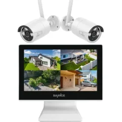 Trådløst sikkerhedskamerasystem, 10,1-tommer LCD-monitor, 5MP opløsning, H.264+ videokompression,0TB