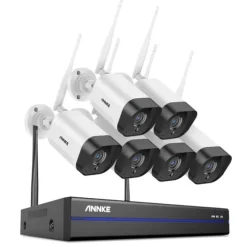 Trådløst sikkerhedssystem, 3MP opløsning, 10 tommer LCD NVR,2T, 8CH 6 stk. kamera