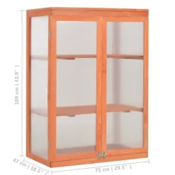 Trædrivhus med 2 hylder | 75x47x109 cm | Materiale: PC-plade & træ