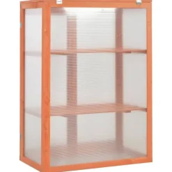 Trædrivhus med 2 hylder | 75x47x109 cm | Materiale: PC-plade & træ