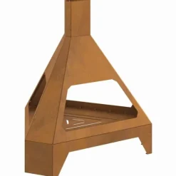 Trekantet Bålsted i Forvitret Stål - Udendørs Varme | Størrelse: 50x43x52 cm