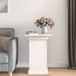 Trendy blomsterstander i massivt fyrretræ | Størrelse: 40x40x60 cm | Farve: Hvid