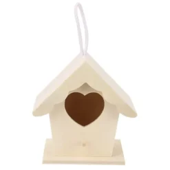 Træfuglehus Hængende Hjerteformet Redekasse Fuglehus til Udendørs Havedekorationer
