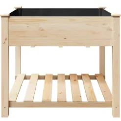 Træ-haveskuffe med hylde - Havekrukke | Farve: Beige | Størrelse: 90x90x76.5 cm