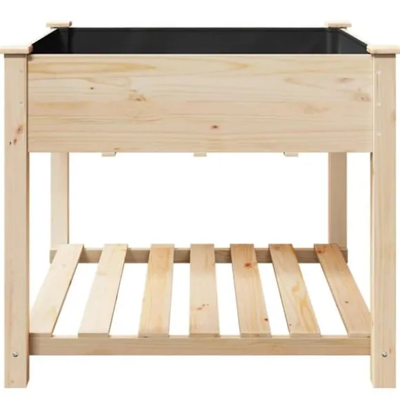 Træ-haveskuffe med hylde - Havekrukke | Farve: Beige | Størrelse: 90x90x76.5 cm